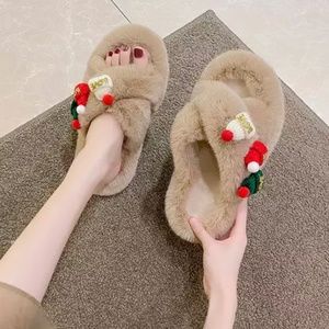 Christmas decorative women's slippers, winter warm slippers